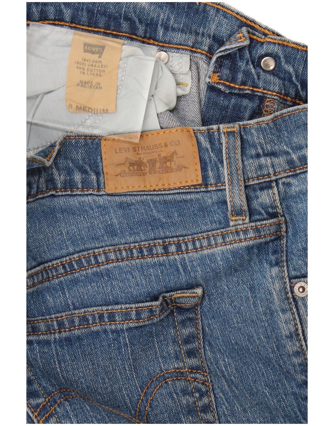 Levi's Damen 505 Straight Jeans US 8 Medium W32 L28 Blaue Baumwolle