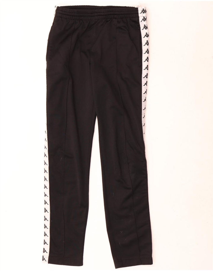 Kappa Herren-Trainingshose mit Grafik, Größe S, Schwarz, Farbblock-Polyester