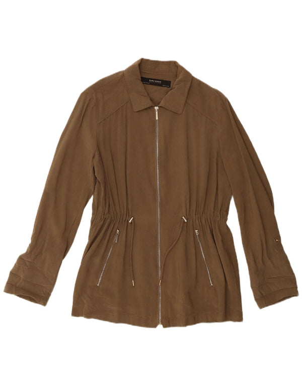 Zara Damen Bomberjacke UK 14 Medium Khaki Viskose