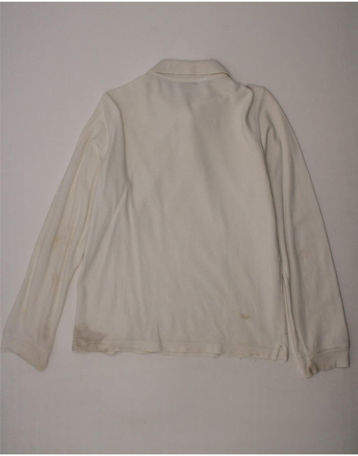 BENETTON Boys Long Sleeve Polo Shirt 11-12 Years White Vintage Benetton and Second-Hand Benetton from Messina Hembry 