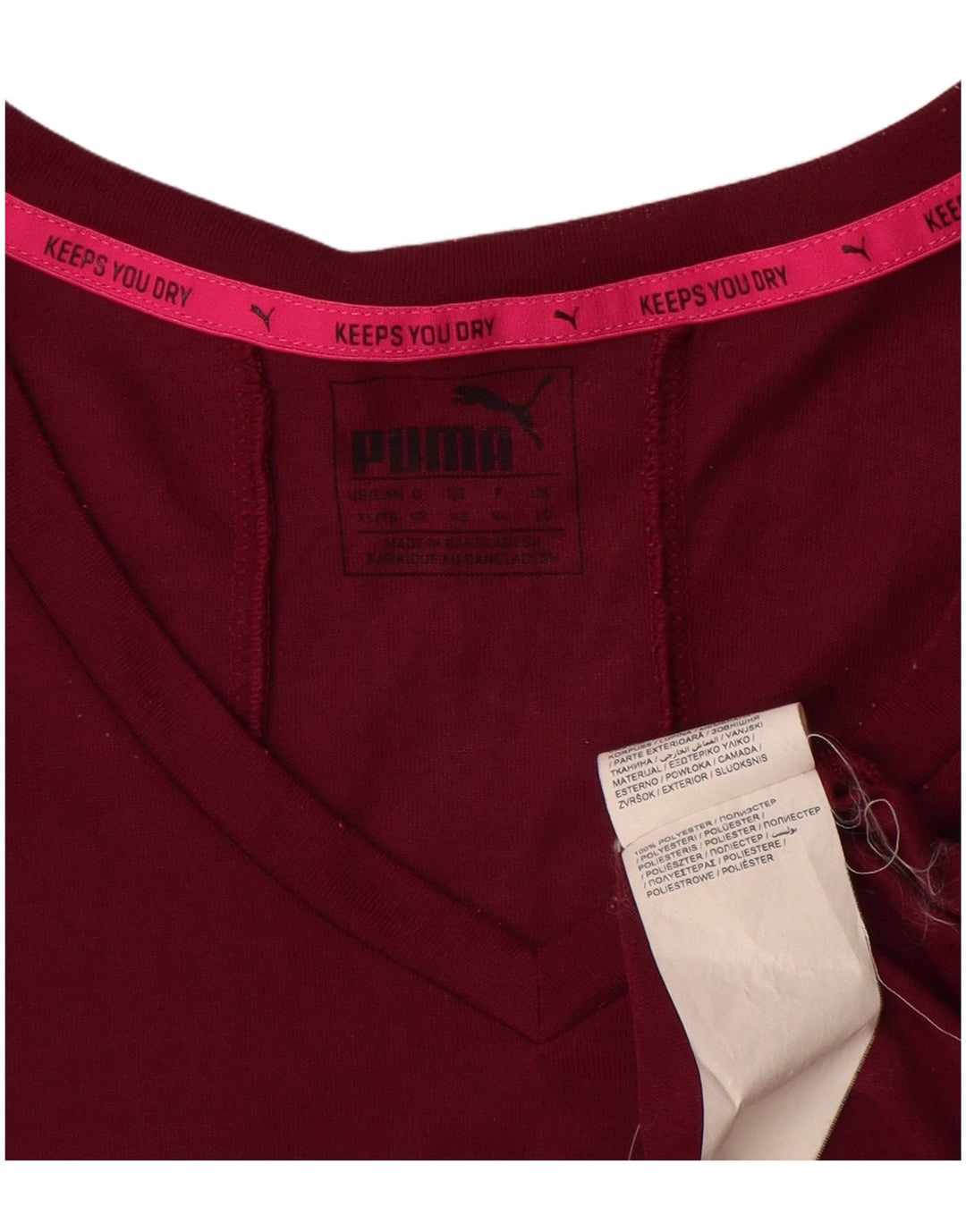 Puma Damen T-Shirt Top UK 16 Large Burgund Polyester