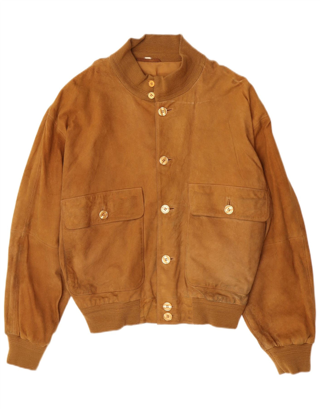 Vintage Herren Wildleder Bomberjacke IT 48 Mittelbraunes Leder