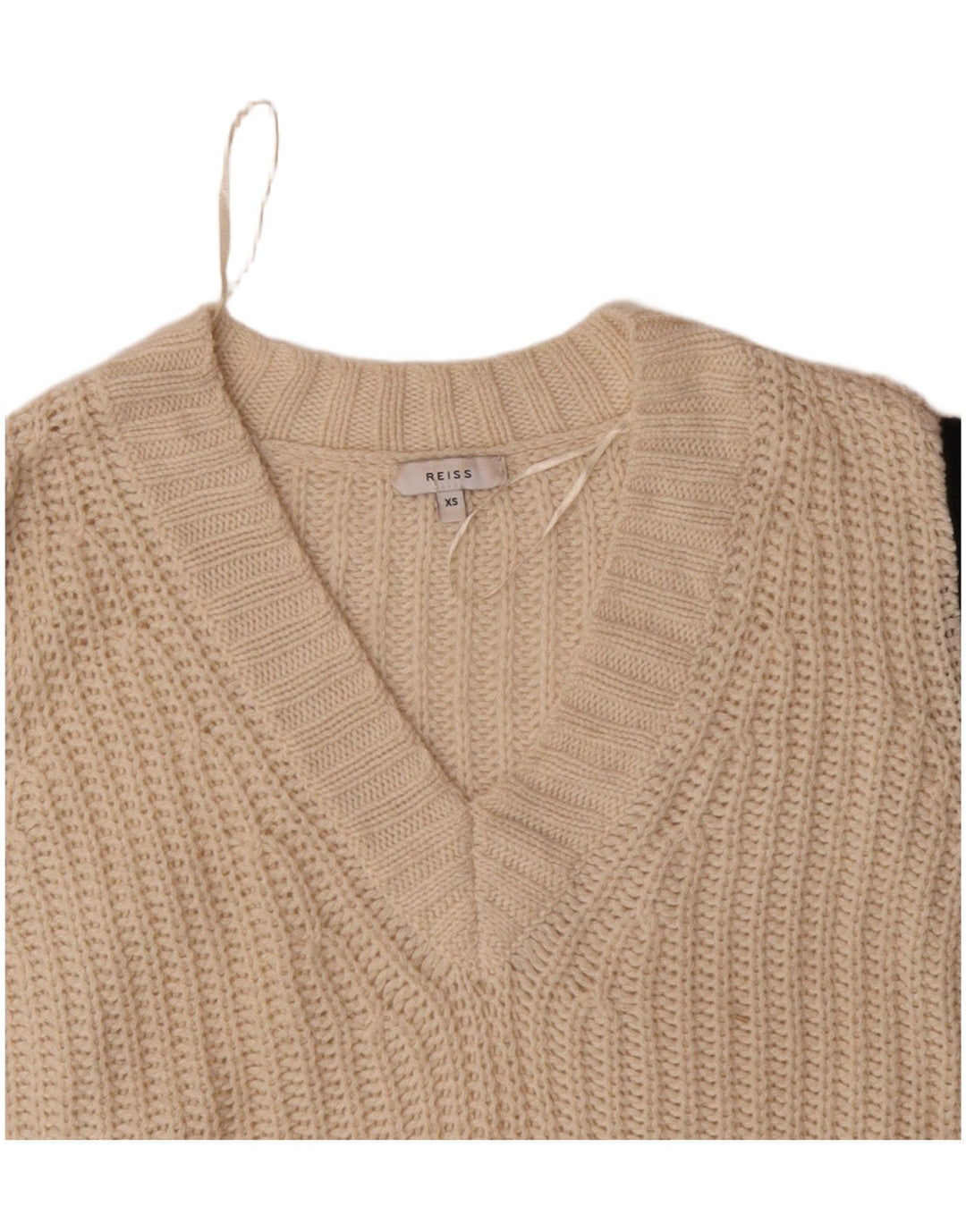 REISS Damen-Pullover mit V-Ausschnitt, übergroß, UK 6, XS, Beige, Farbblock
