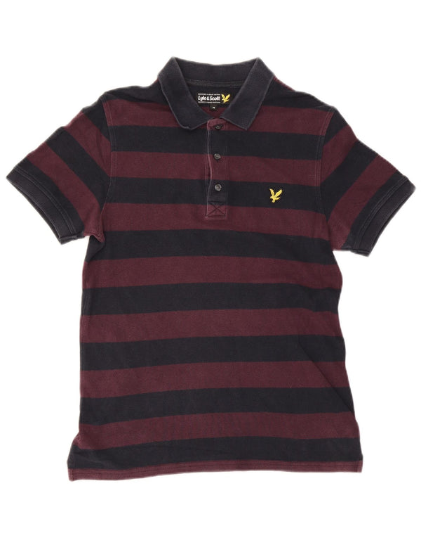 Lyle & Scott Herren-Poloshirt aus mittelvioletter, gestreifter Baumwolle