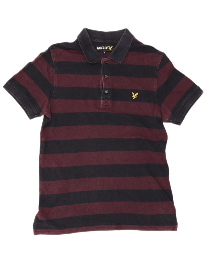 Lyle & Scott Herren-Poloshirt aus mittelvioletter, gestreifter Baumwolle