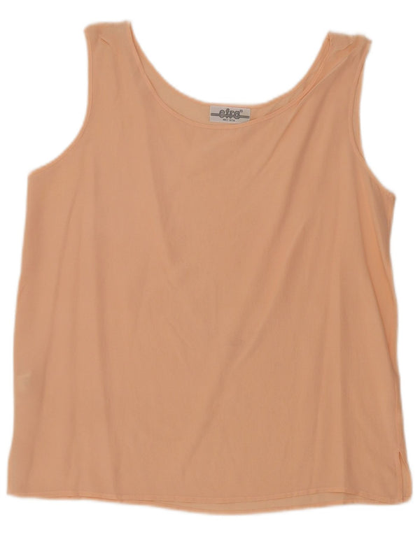 Vintage Damen Ärmelloses Blusentop UK 12 Mittelrosa Seide