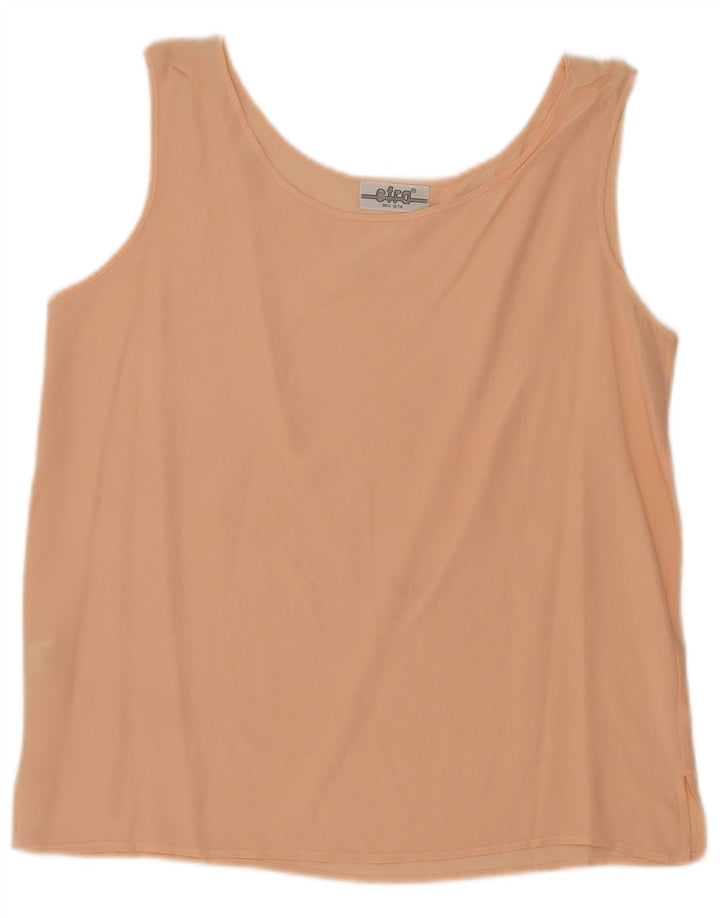 Vintage Damen Ärmelloses Blusentop UK 12 Mittelrosa Seide