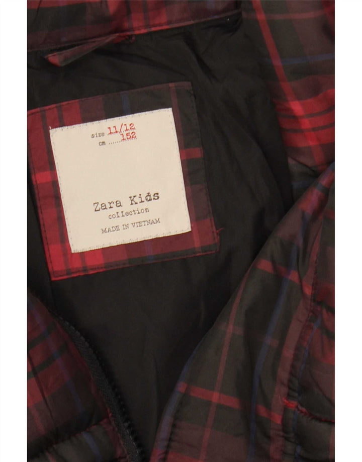 Wattierte Jacke mit Kapuze von Zara für Jungen, 11–12 Jahre, rot kariertes Polyester