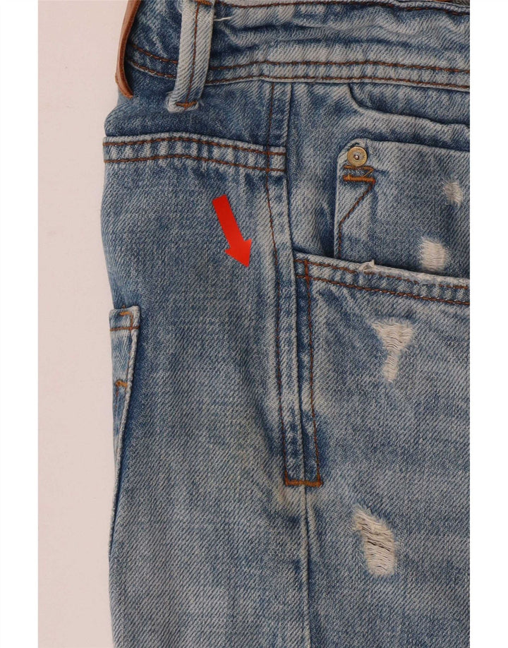 Zara Herren Distressed Denim Shorts EU 42 Large W32 Blau