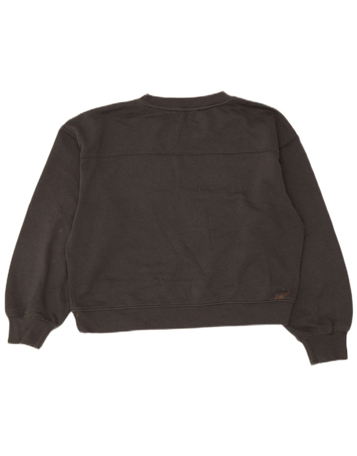 Zara Damen Crop Sweatshirt Pullover UK 14 Mittelgraues Polyester
