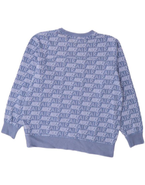 NIKE Damen-Sweatshirt mit Grafik-Übergröße, Größe UK 14, mittelblaue Baumwolle