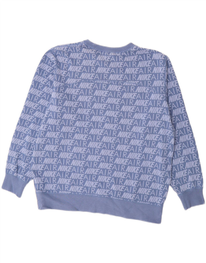NIKE Damen-Sweatshirt mit Grafik-Übergröße, Größe UK 14, mittelblaue Baumwolle