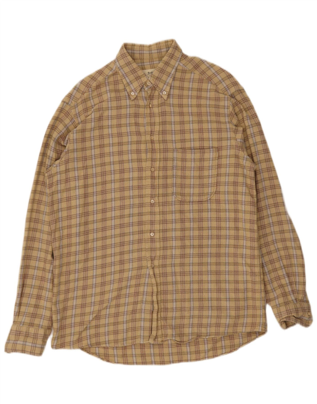 Hugo Boss Herren-Flanellhemd, Größe 41, groß, beige kariert