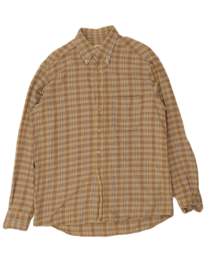 Hugo Boss Herren-Flanellhemd, Größe 41, groß, beige kariert