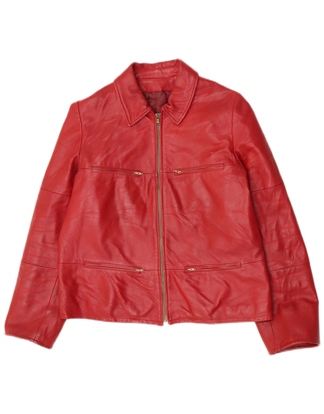 Vintage Damen Lederjacke IT 44 Mittelrotes Leder