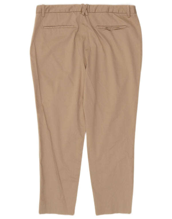 Massimo Dutti Damen Tapered Cropped-Hose EU 44 XL W34 L25 Beige Baumwolle