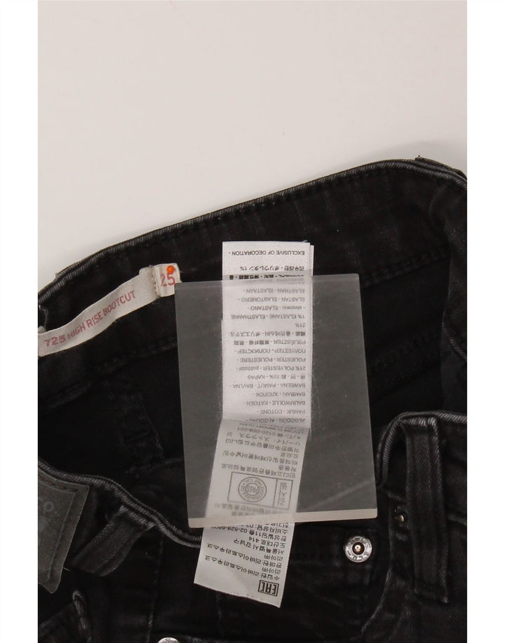 LEVI'S Damen 725 Bootcut-Jeans mit hohem Bund, W25, L32, schwarze Baumwolle