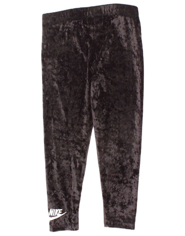 Nike Mädchen-Leggings aus Velours mit grafischer Grafik, 4–5 Jahre, Größe S, Schwarz, Polyester