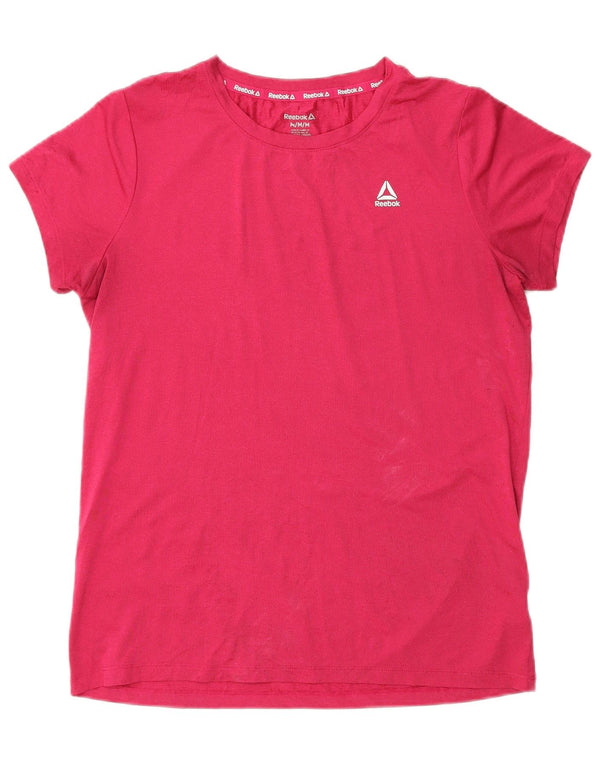 Reebok Damen T-Shirt Top UK 14 Mittelrosa Polyester