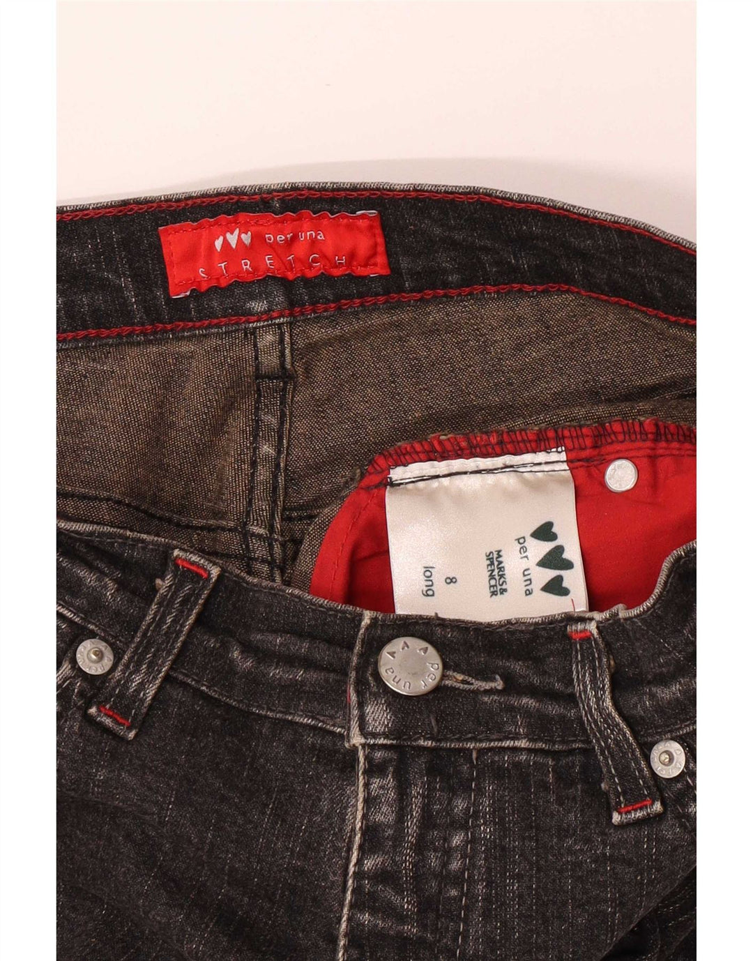 Marks & Spencer Damen Per Una Bootcut Jeans UK 8 Small W26 L32 Graue Baumwolle