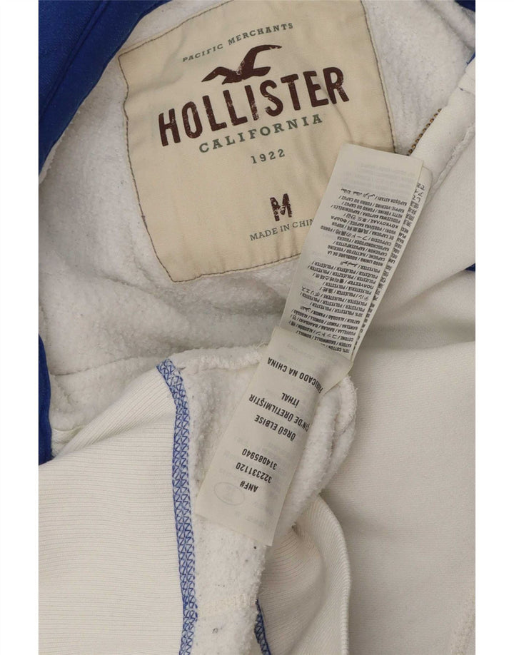 Hollister Herren-Kapuzenpullover mit grafischem Reißverschluss, mittelweiße Baumwolle