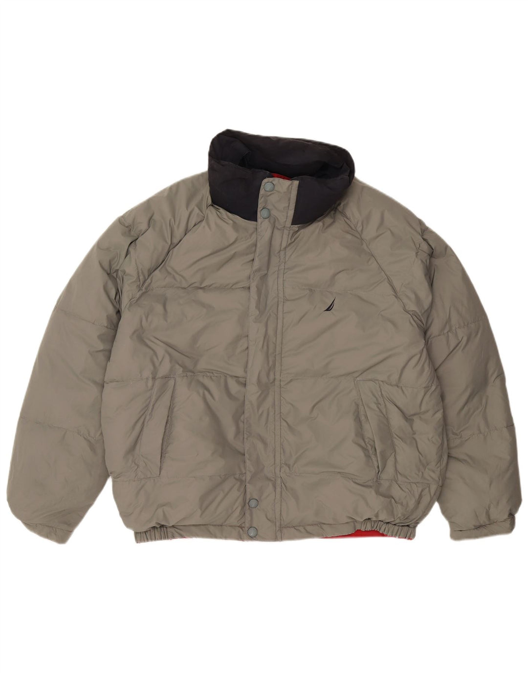 NAUTICA Herren-Jacke, wattiert, wendbar, mit Kapuze, UK 40, Größe L, Rot, Farbblock
