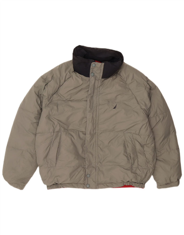 NAUTICA Herren-Jacke, wattiert, wendbar, mit Kapuze, UK 40, Größe L, Rot, Farbblock