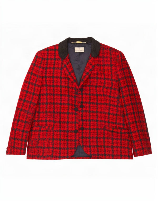 Donna Enrica Damen 3-Knopf-Blazerjacke UK 16 Großer roter Hahnentritt