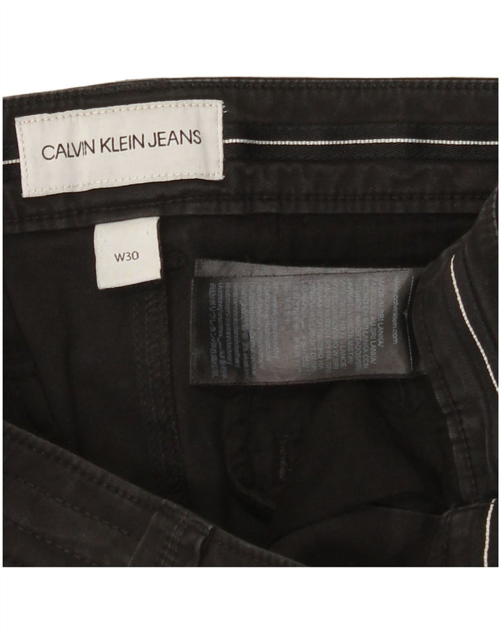 CALVIN KLEIN Herren Slim Cargohose W30 L29 Schwarze Baumwolle