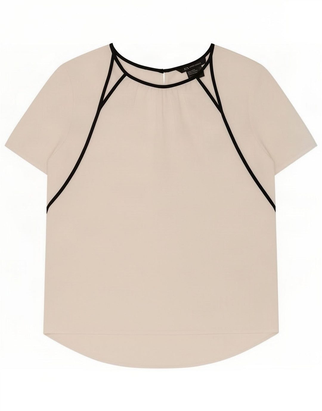 Armani Exchange Damen-Blusenoberteil UK 14 Mittelweißes Farbblock-Polyester