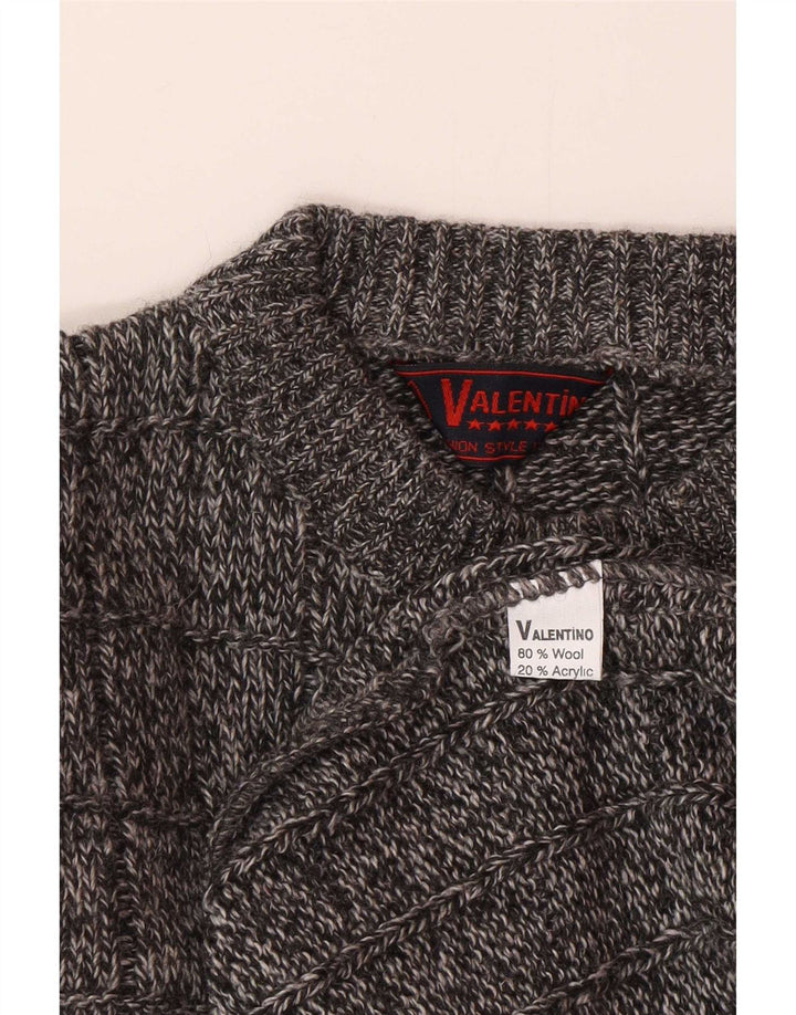 Valentino Herren-Pullover mit Rundhalsausschnitt, große graue Wolle