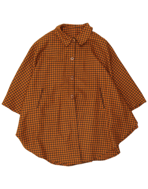 Vintage Damen Cape Mantel One Size Orange Houndstooth