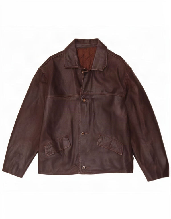 Vintage Mens 3 Button Leather Blazer Jacket UK 38 Medium Brown