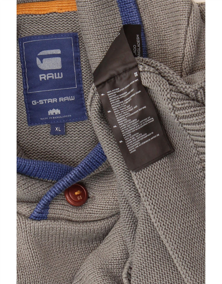 G-Star Herren-Pullover mit Schalkragen, XL, graue Baumwolle