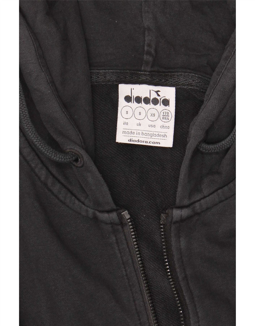 Diadora Herren-Kapuzenpullover mit Reißverschluss, Größe S, Schwarz