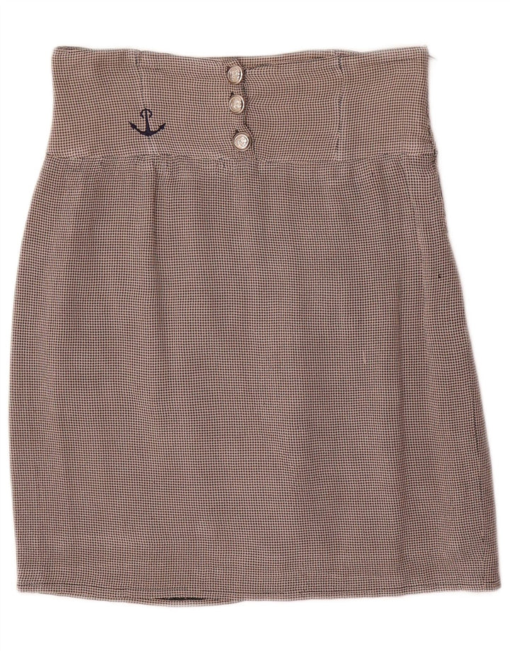 Blumarine Damen Minirock mit hoher Taille IT 42 Medium W26 Beige Hahnentrittmuster