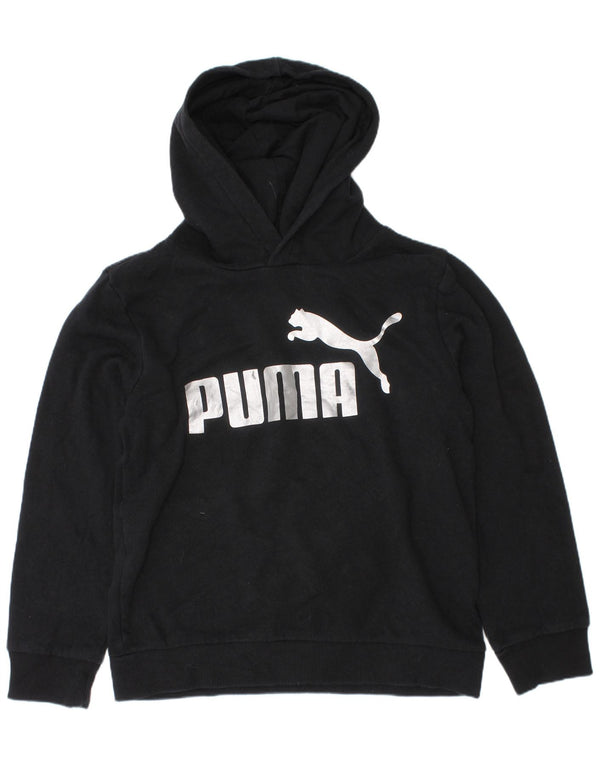 Puma Jungen-Kapuzenpullover mit Grafik, 7–8 Jahre, Größe S, schwarze Baumwolle