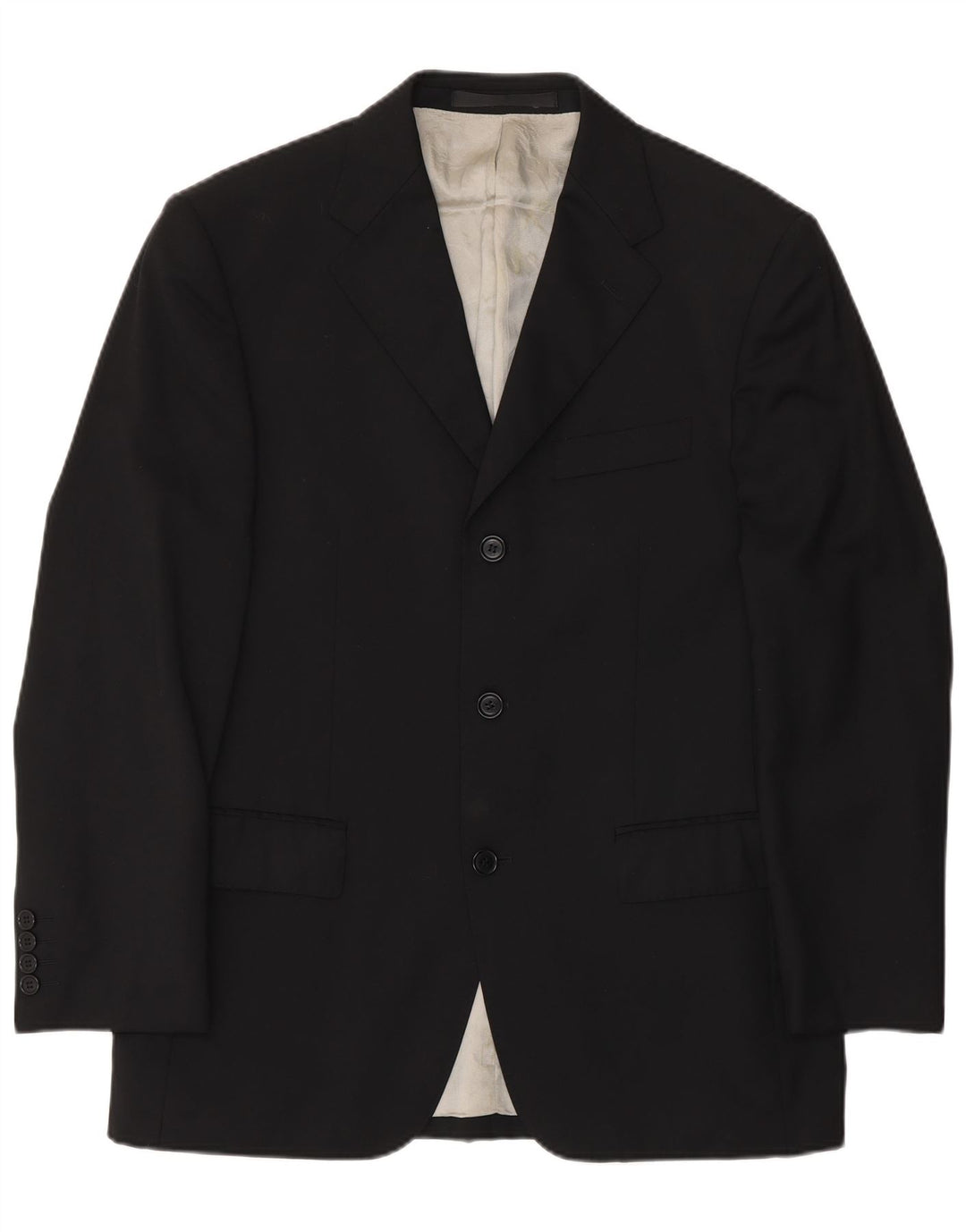 Marks & Spencer Herren-Blazer mit 3 Knöpfen, UK 38, mittelschwarze Wolle