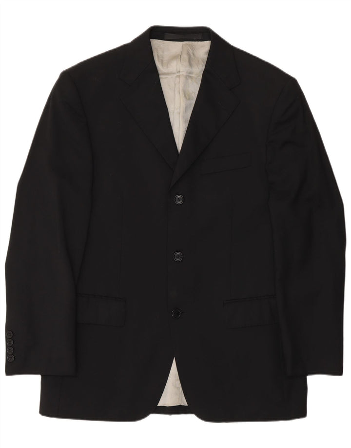 Marks & Spencer Herren-Blazer mit 3 Knöpfen, UK 38, mittelschwarze Wolle
