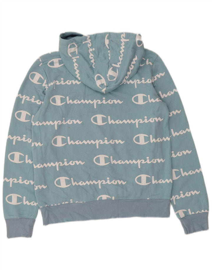 CHAMPION Damen Graphic Hoodie Pullover UK 12 Mittelblau