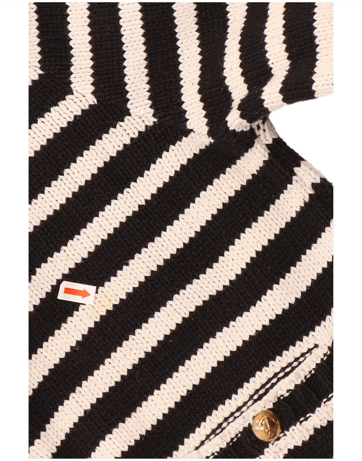 ZARA Womens Oversized Cardigan Sweater UK 10 Small Black Striped Polyester