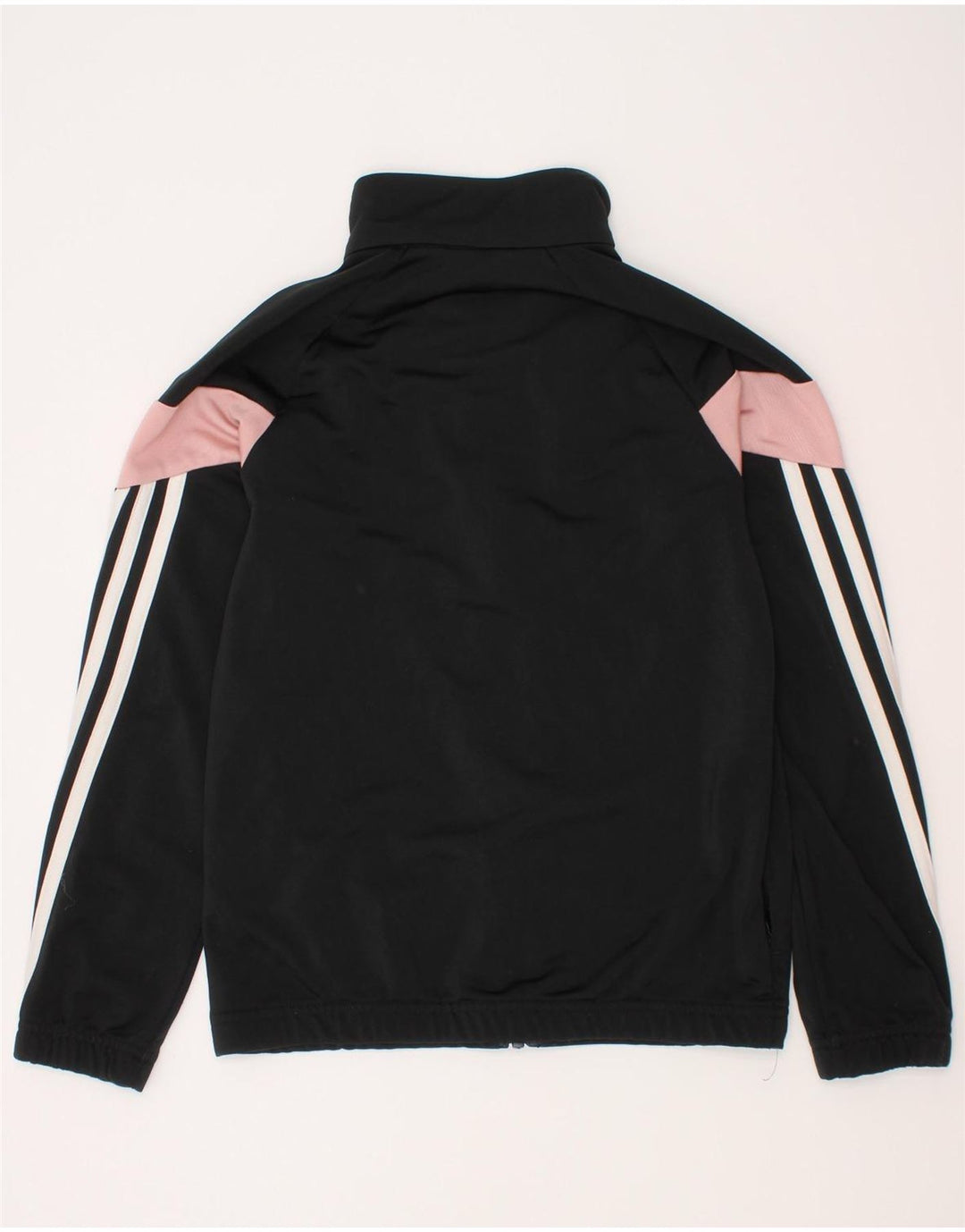 Adidas Mädchen-Trainingsanzug-Top-Jacke, 9–10 Jahre, schwarzes Colourblock-Polyester