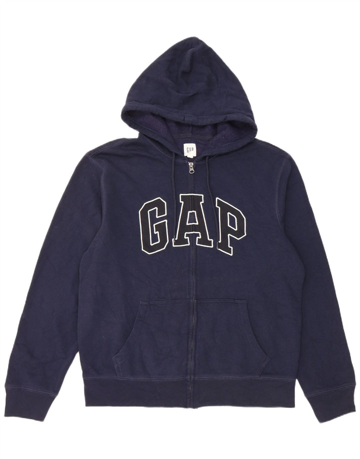 Gap Herren-Kapuzenpullover mit grafischem Reißverschluss, mittlere marineblaue Baumwolle