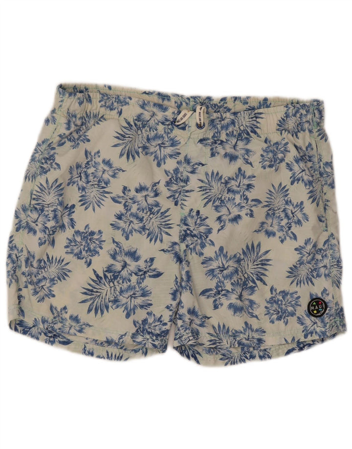 Maui and Sons Herren-Badeshorts aus mittelblauem, geblümtem Polyamid