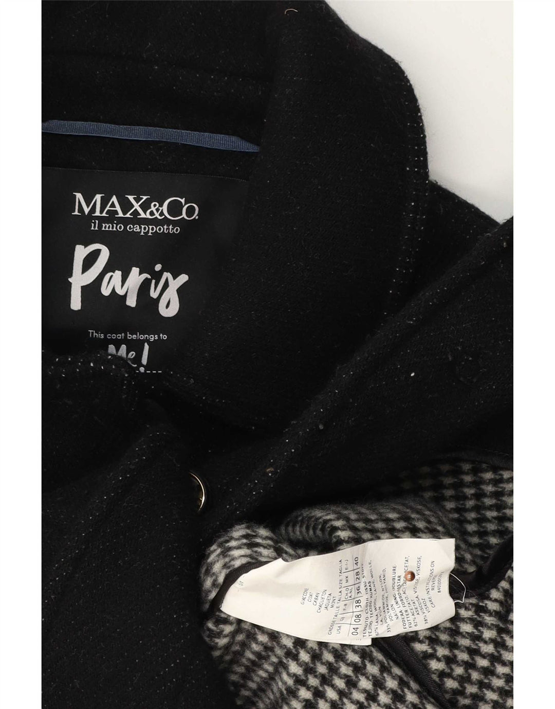 Max&Co. Damenmantel UK 8 Small Schwarze Wolle
