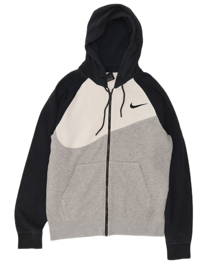 NIKE Mens Graphic Zip Hoodie Sweater Small Multicoloured Colourblock