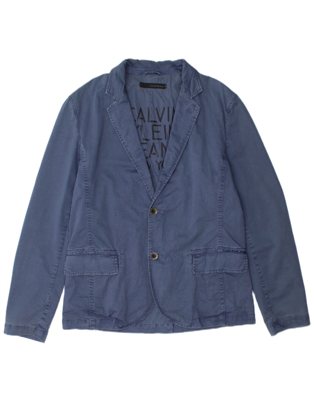 Calvin Klein Jeans Herren-Blazer mit 2 Knöpfen, UK 42, XL, blaue Baumwolle