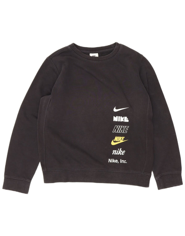 Nike Jungen-Sweatshirt mit Grafik, 12–13 Jahre, Größe L, Schwarz, Baumwolle, Sport