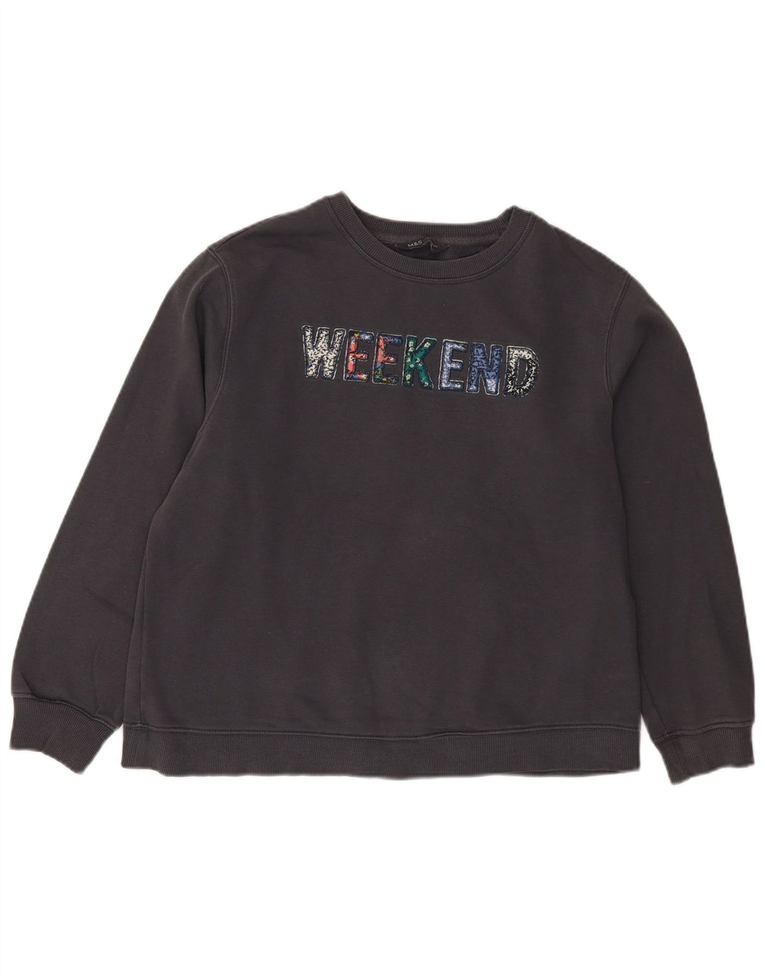 Marks & Spencer Damen Weekend Graphic Sweatshirt Pullover UK 14 Large Schwarz