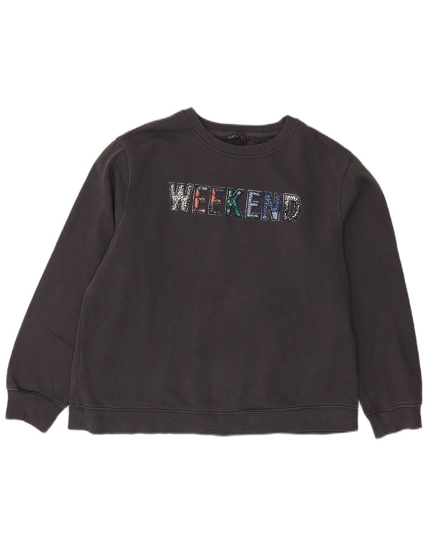 Marks & Spencer Damen Weekend Graphic Sweatshirt Pullover UK 14 Large Schwarz